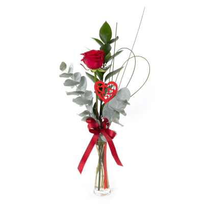 A Little Treasure - Leave a lasting impression with this single red rose, presented in a glass vase. 